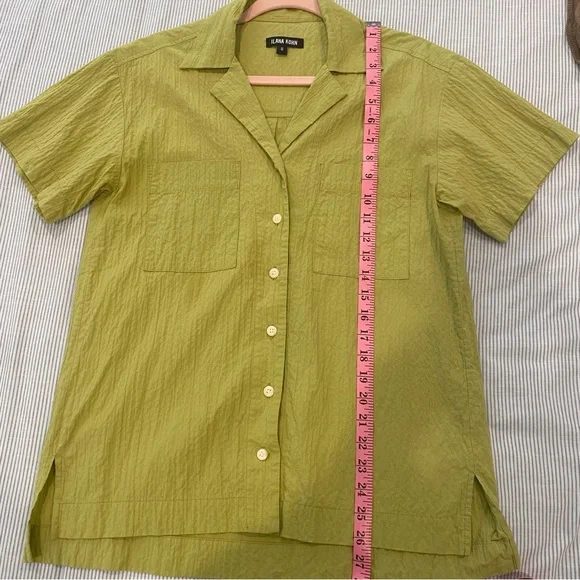 Ilana Kohn Chelito Shirt, Avo (lime green) Short Sleeve Blouse Small - Picture 6 of 8